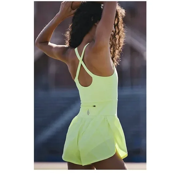 NWOT Free People Movement X Free People Righteous Runsie in Sour Citrus - Picture 5 of 10